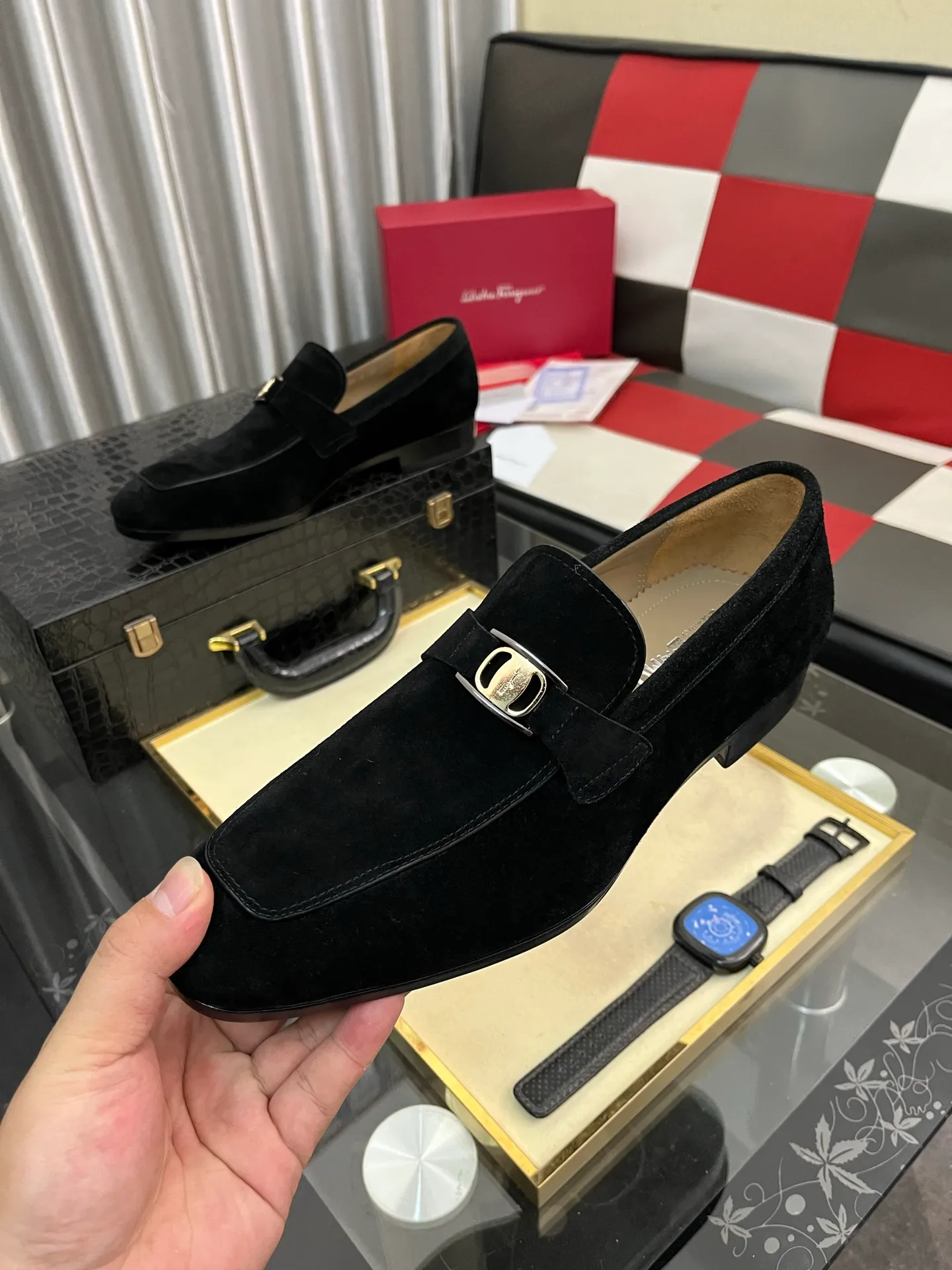 Men's shoes 💰: 600⌚️⌚️【Salvatore Ferragamo】Ferragamo business leather shoes, 1:1 top purchasing quality, imported selected original calfskin for the uppers, imported original water-dyed cowhide for the inner feet, imported original 1:1 customized Italian handmade lightweight foam outsole, code number: 38-44 (45 custom-made)